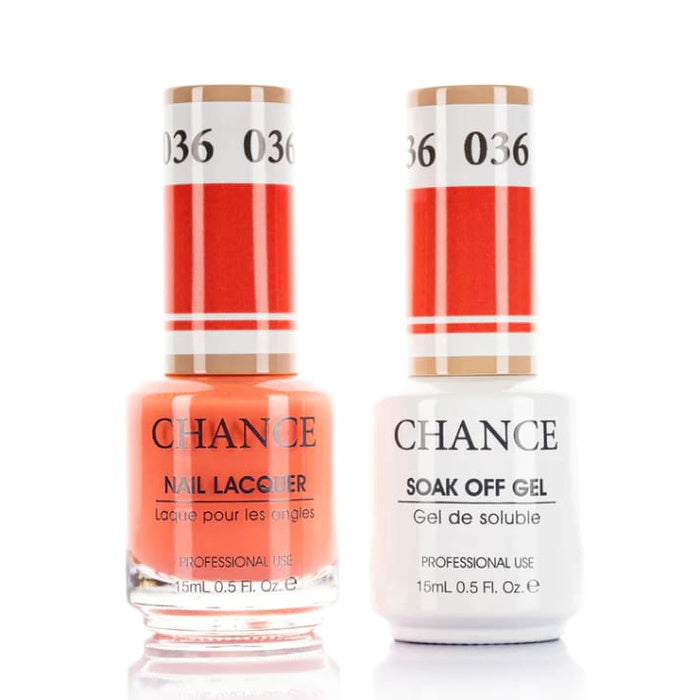 Chance Gel &amp; Lacquer Duo 036, coral orange crème, soak-off gel polish and matching nail lacquer, 0.5 oz each