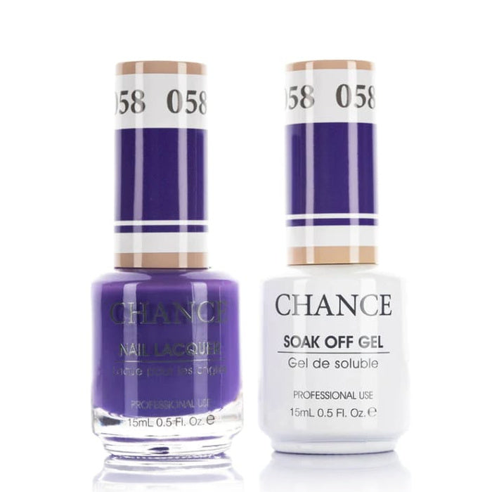 Chance Gel &amp; Lacquer Duo 058, purple crème, soak-off gel polish and matching nail lacquer, 0.5 oz each