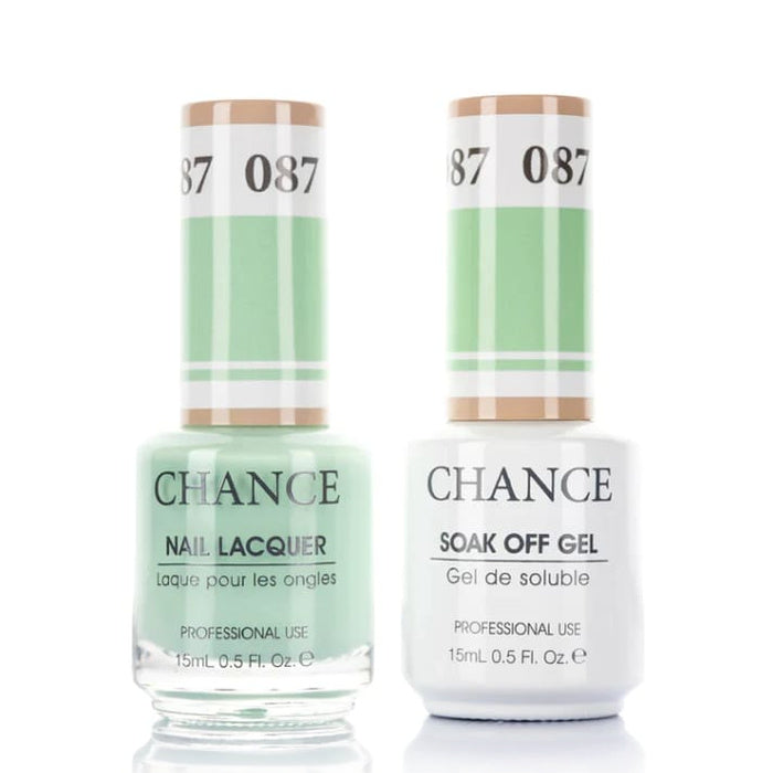 Chance Gel &amp; Lacquer Duo 087, green crème, soak-off gel polish and matching nail lacquer, 0.5 oz each