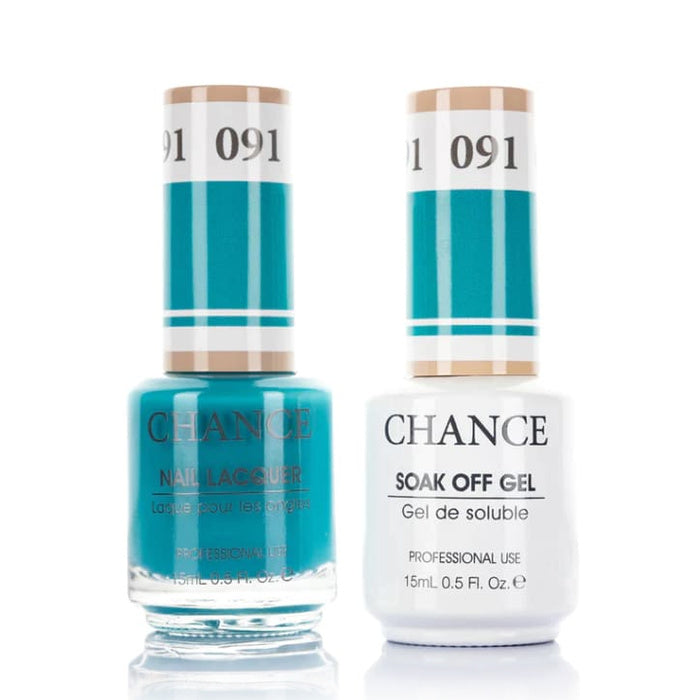 Chance Gel &amp; Lacquer Duo 091, blue crème, soak-off gel polish and matching nail lacquer, 0.5 oz each