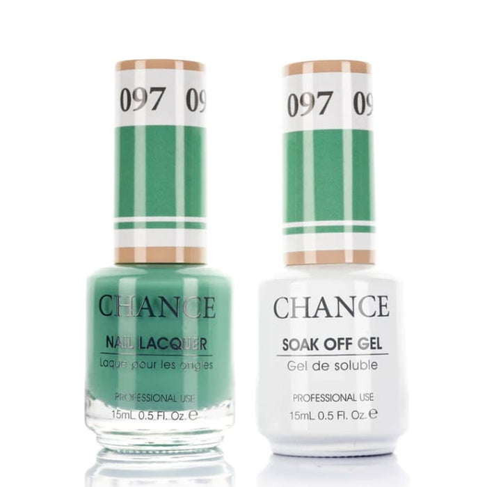 Chance Gel &amp; Lacquer Duo 097, green crème, soak-off gel polish and matching nail lacquer, 0.5 oz each