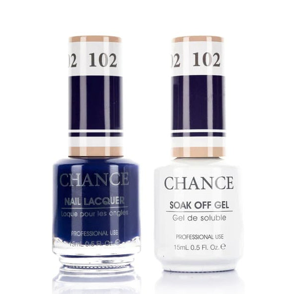 Chance Gel &amp; Lacquer Duo 102, blue crème, soak-off gel polish and matching nail lacquer, 0.5 oz each