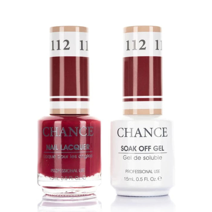 Chance Gel &amp; Lacquer Duo 112, red crème, soak-off gel polish and matching nail lacquer, 0.5 oz each