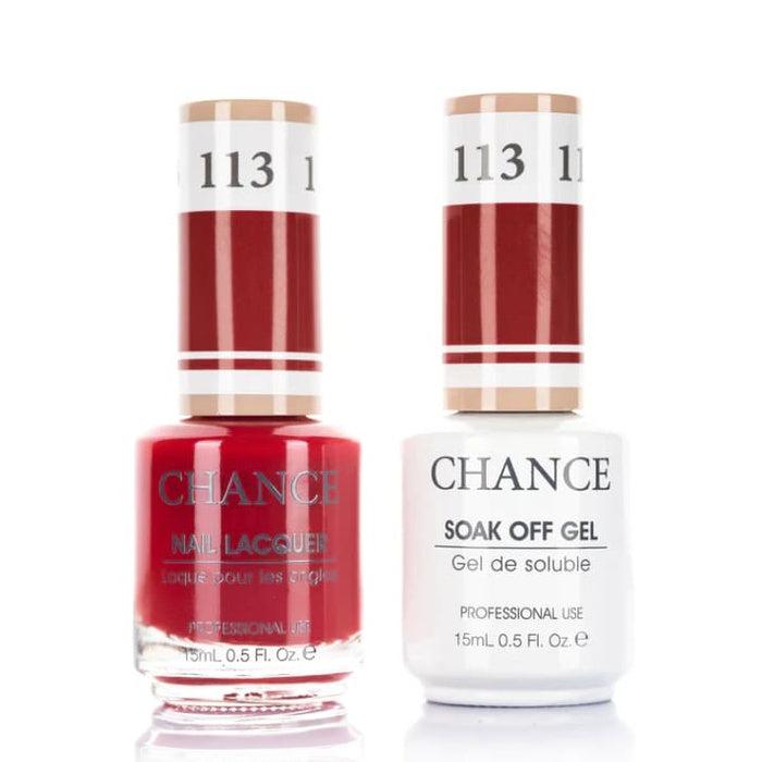 Chance Gel &amp; Lacquer Duo 113, red crème, soak-off gel polish and matching nail lacquer, 0.5 oz each