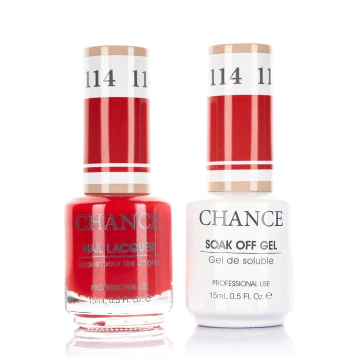 Chance Gel &amp; Lacquer Duo 114, red crème, soak-off gel polish and matching nail lacquer, 0.5 oz each