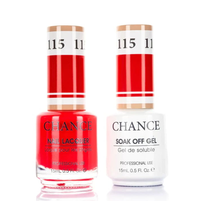 Chance Gel &amp; Lacquer Duo 115, red crème, soak-off gel polish and matching nail lacquer, 0.5 oz each