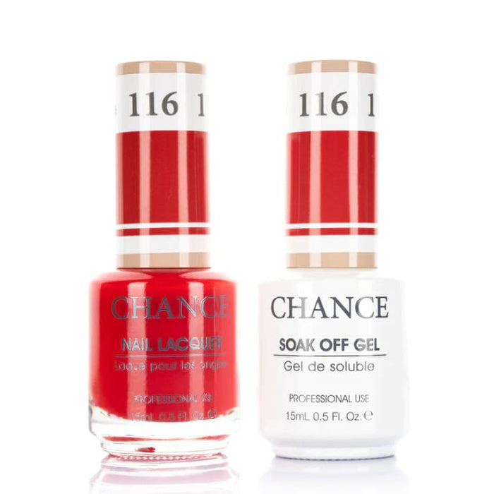 Chance Gel &amp; Lacquer Duo 116, red crème, soak-off gel polish and matching nail lacquer, 0.5 oz each