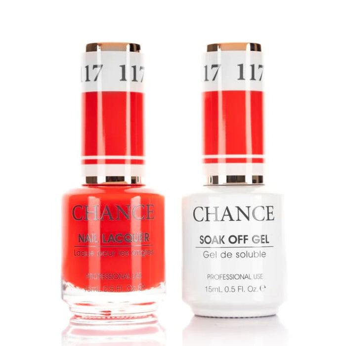Chance Gel &amp; Lacquer Duo 117, red crème, soak-off gel polish and matching nail lacquer, 0.5 oz each