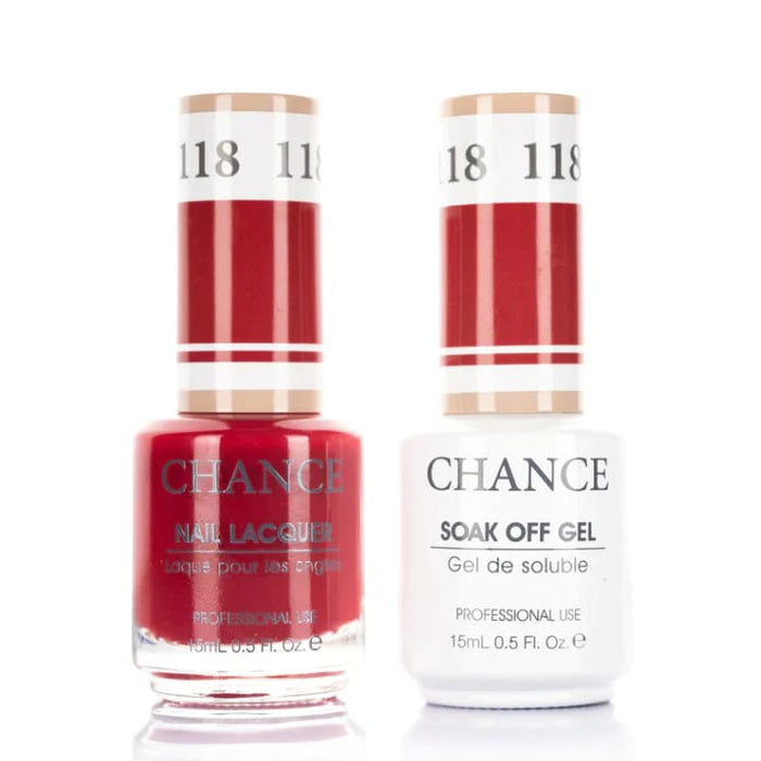 Chance Gel &amp; Lacquer Duo 118, red crème, soak-off gel polish and matching nail lacquer, 0.5 oz each