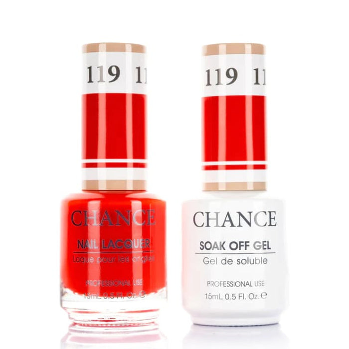 Chance Gel &amp; Lacquer Duo 119, red crème, soak-off gel polish and matching nail lacquer, 0.5 oz each