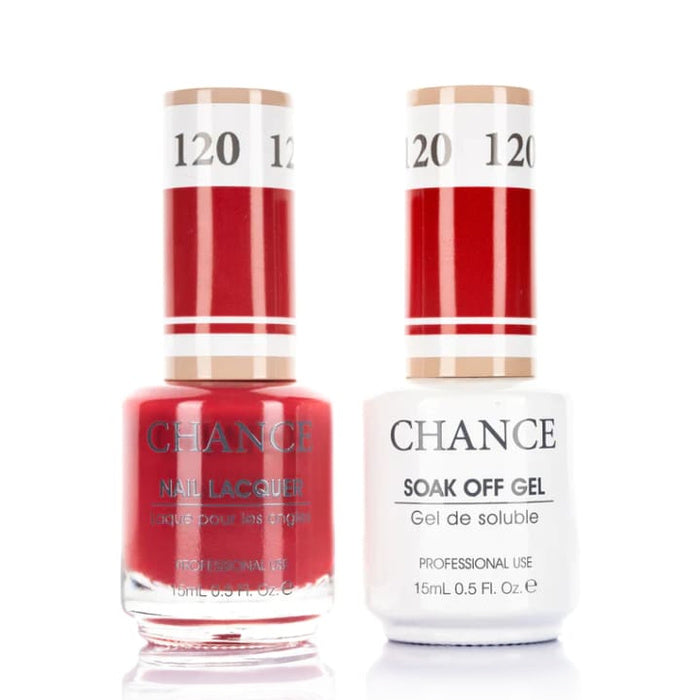 Chance Gel &amp; Lacquer Duo 120, red crème, soak-off gel polish and matching nail lacquer, 0.5 oz each