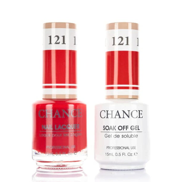 Chance Gel &amp; Lacquer Duo 121, red crème, soak-off gel polish and matching nail lacquer, 0.5 oz each