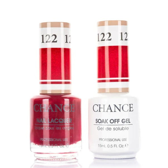 Chance Gel &amp; Lacquer Duo 122, red crème, soak-off gel polish and matching nail lacquer, 0.5 oz each
