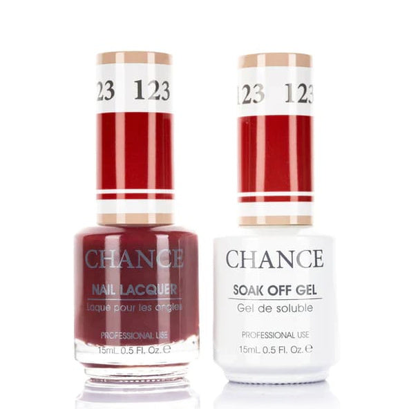 Chance Gel &amp; Lacquer Duo 123, red crème, soak-off gel polish and matching nail lacquer, 0.5 oz each