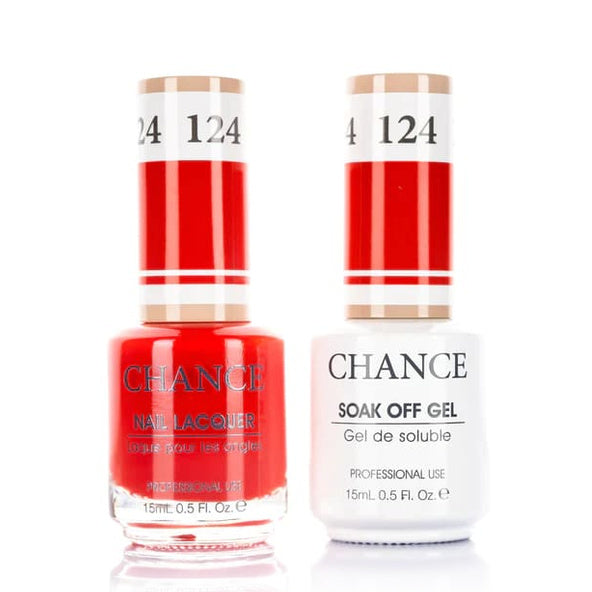 Chance Gel &amp; Lacquer Duo 124, red crème, soak-off gel polish and matching nail lacquer, 0.5 oz each