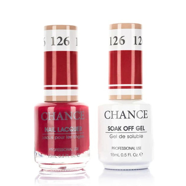 Chance Gel &amp; Lacquer Duo 126, red crème, soak-off gel polish and matching nail lacquer, 0.5 oz each