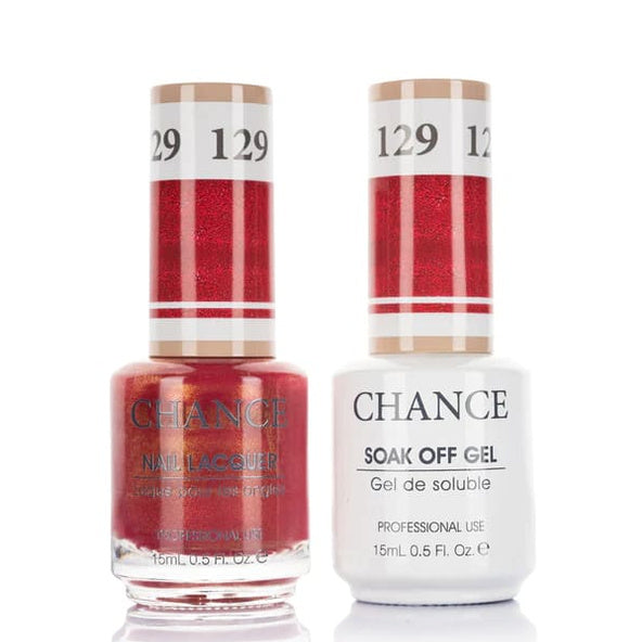 Chance Gel &amp; Lacquer Duo 129, red shimmer, soak-off gel polish and matching nail lacquer, 0.5 oz each