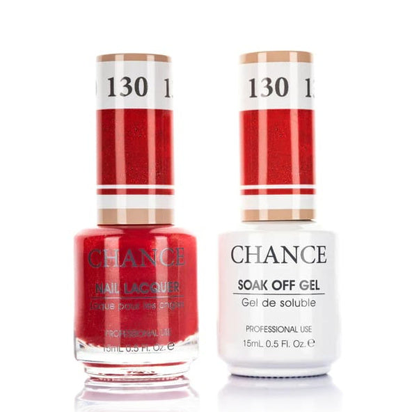Chance Gel &amp; Lacquer Duo 130, red crème, soak-off gel polish and matching nail lacquer, 0.5 oz each
