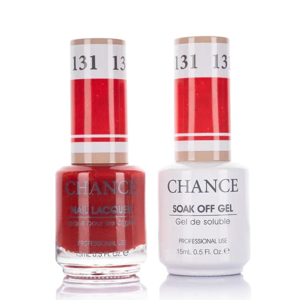 Chance Gel &amp; Lacquer Duo 131, red crème, soak-off gel polish and matching nail lacquer, 0.5 oz each