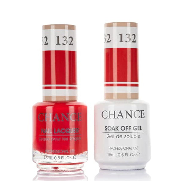 Chance Gel &amp; Lacquer Duo 132, red crème, soak-off gel polish and matching nail lacquer, 0.5 oz each