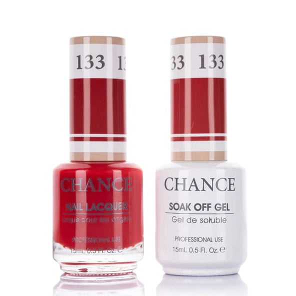 Chance Gel &amp; Lacquer Duo 133, red crème, soak-off gel polish and matching nail lacquer, 0.5 oz each