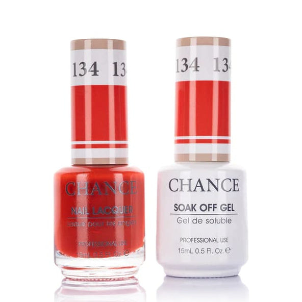 Chance Gel &amp; Lacquer Duo 134, red crème, soak-off gel polish and matching nail lacquer, 0.5 oz each