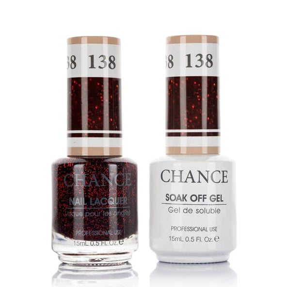 Chance Gel &amp; Lacquer Duo 138, red glitter, soak-off gel polish and matching nail lacquer, 0.5 oz each