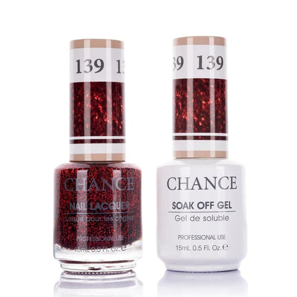 Chance Gel &amp; Lacquer Duo 139, red glitter, soak-off gel polish and matching nail lacquer, 0.5 oz each