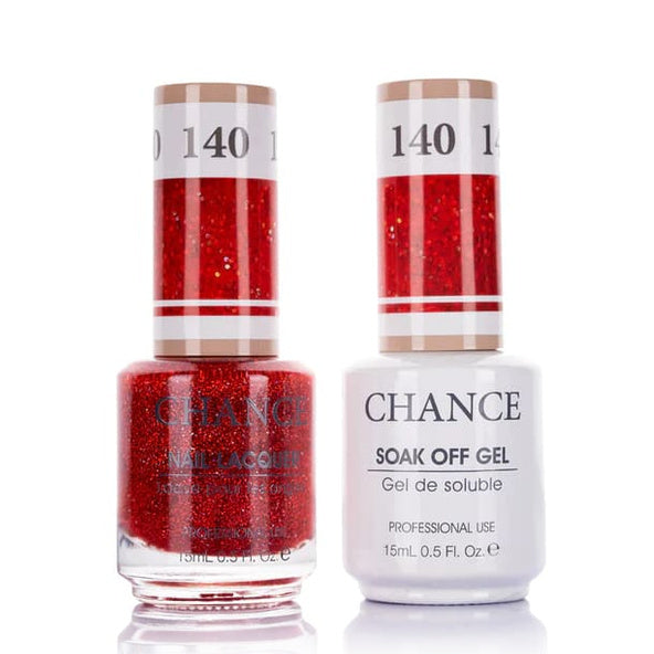 Chance Gel &amp; Lacquer Duo 140, red glitter, soak-off gel polish and matching nail lacquer, 0.5 oz each