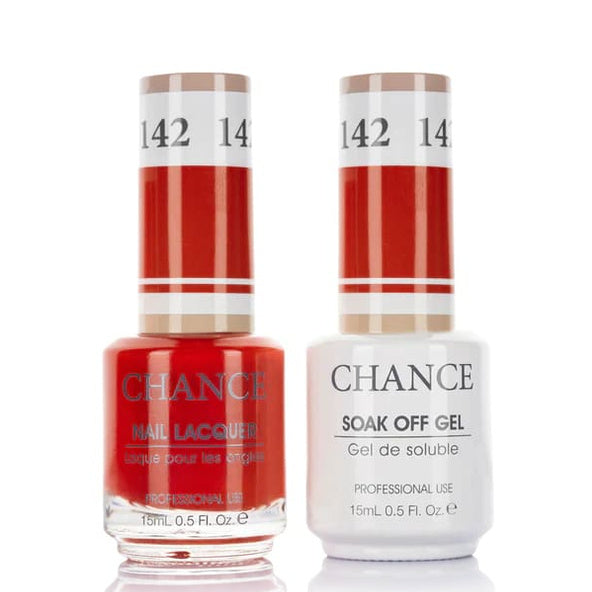 Chance Gel &amp; Lacquer Duo 142, red crème, soak-off gel polish and matching nail lacquer, 0.5 oz each