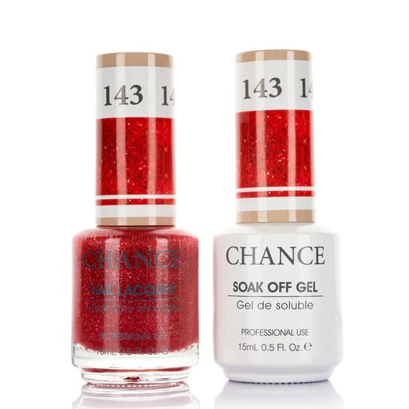 Chance Gel &amp; Lacquer Duo 143, red glitter, soak-off gel polish and matching nail lacquer, 0.5 oz each