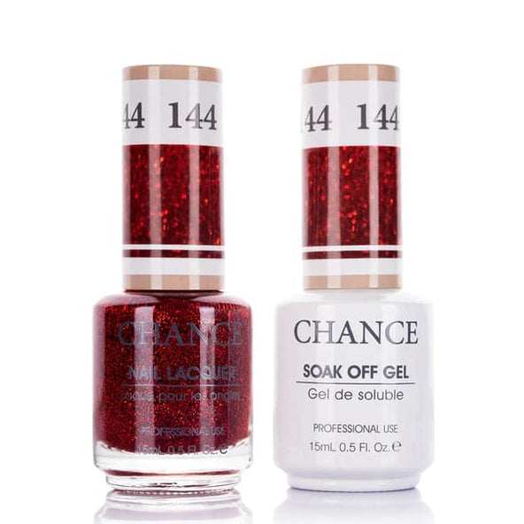 Chance Gel &amp; Lacquer Duo 144, red glitter, soak-off gel polish and matching nail lacquer, 0.5 oz each