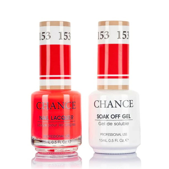 Chance Gel &amp; Lacquer Duo 153, red crème, soak-off gel polish and matching nail lacquer, 0.5 oz each
