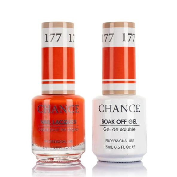 Chance Gel &amp; Lacquer Duo 177, coral orange crème, soak-off gel polish and matching nail lacquer, 0.5 oz each