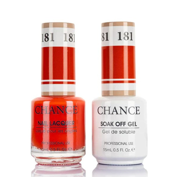 Chance Gel &amp; Lacquer Duo 181, red crème, soak-off gel polish and matching nail lacquer, 0.5 oz each