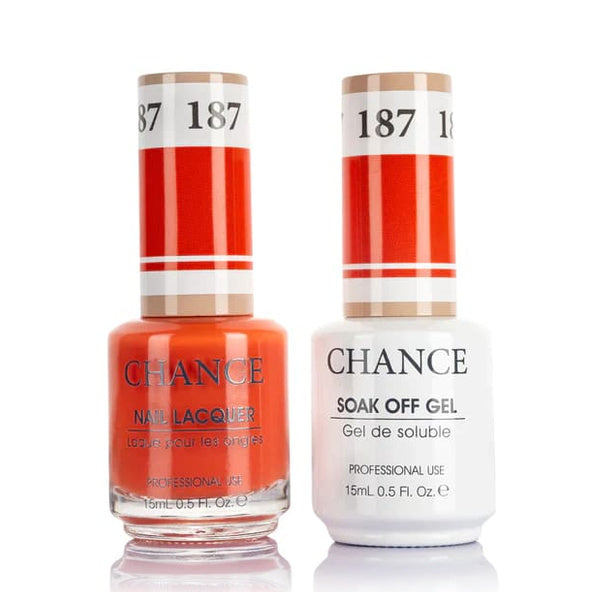 Chance Gel &amp; Lacquer Duo 187, red crème, soak-off gel polish and matching nail lacquer, 0.5 oz each