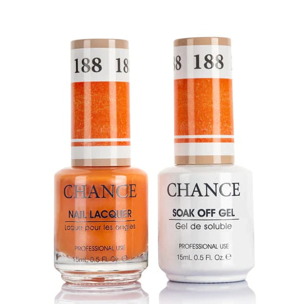 Chance Gel &amp; Lacquer Duo 188, coral orange shimmer, soak-off gel polish and matching nail lacquer, 0.5 oz each