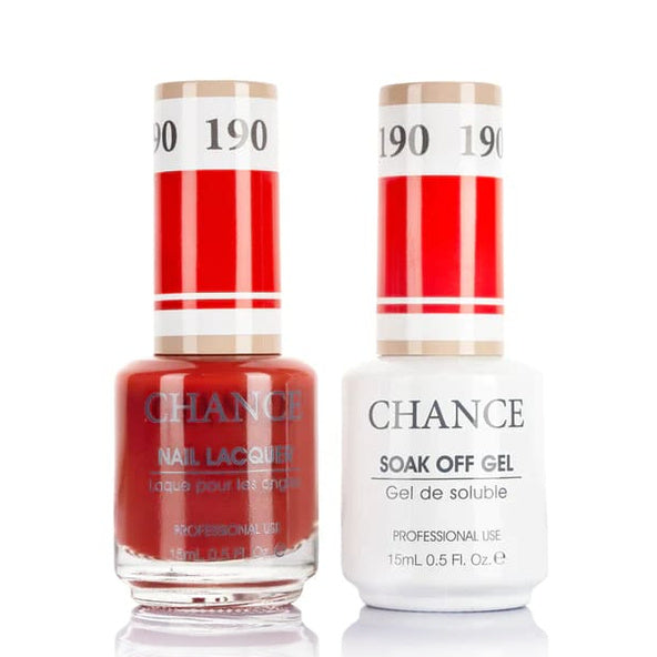 Chance Gel &amp; Lacquer Duo 190, red crème, soak-off gel polish and matching nail lacquer, 0.5 oz each