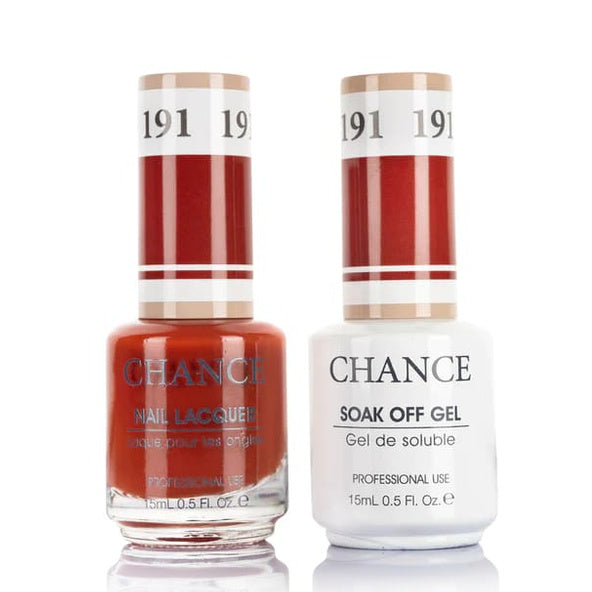 Chance Gel &amp; Lacquer Duo 191, red crème, soak-off gel polish and matching nail lacquer, 0.5 oz each