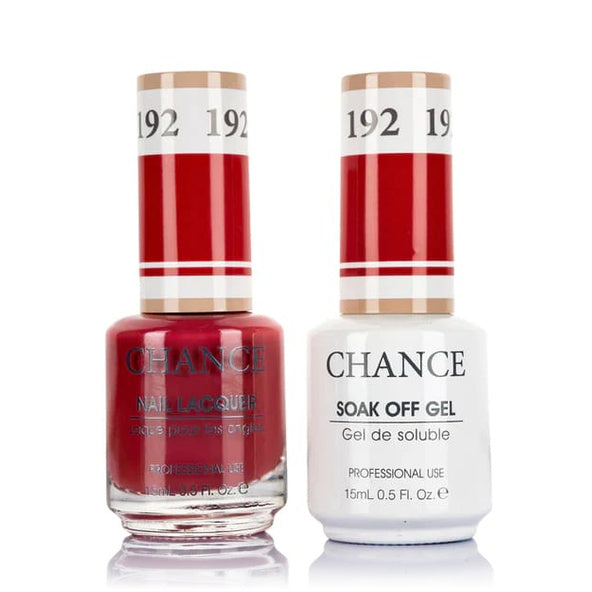 Chance Gel &amp; Lacquer Duo 192, red crème, soak-off gel polish and matching nail lacquer, 0.5 oz each