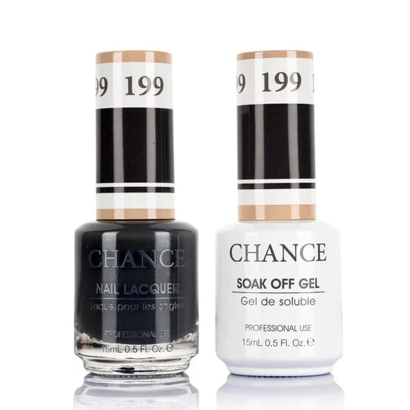 Chance Gel &amp; Lacquer Duo 199, black crème, soak-off gel polish and matching nail lacquer, 0.5 oz each