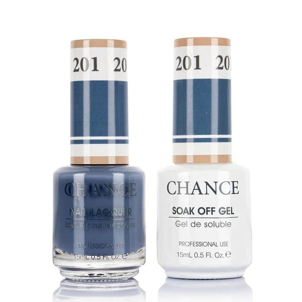 Chance Gel &amp; Lacquer Duo 201, blue crème, soak-off gel polish and matching nail lacquer, 0.5 oz each