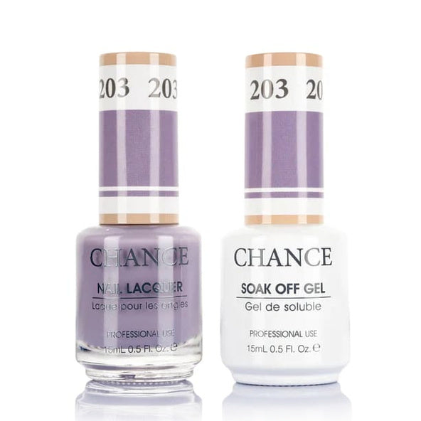 Chance Gel &amp; Lacquer Duo 203, purple crème, soak-off gel polish and matching nail lacquer, 0.5 oz each