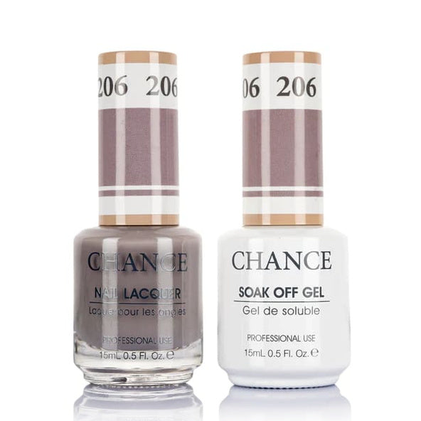 Chance Gel &amp; Lacquer Duo 206, grey crème, soak-off gel polish and matching nail lacquer, 0.5 oz each