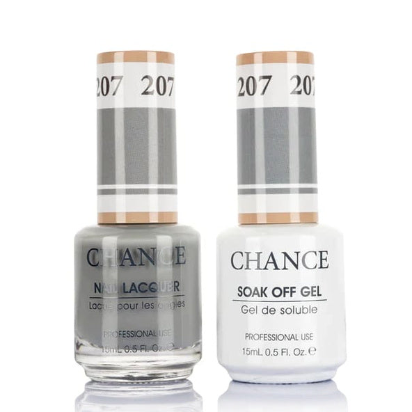 Chance Gel &amp; Lacquer Duo 207, grey crème, soak-off gel polish and matching nail lacquer, 0.5 oz each