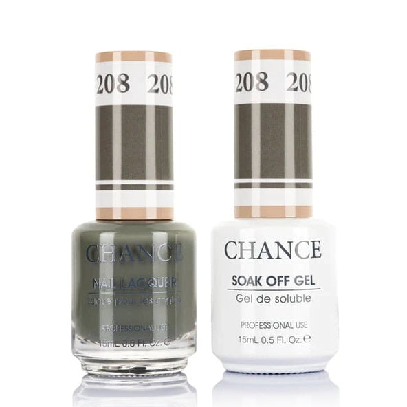 Chance Gel &amp; Lacquer Duo 208, grey crème, soak-off gel polish and matching nail lacquer, 0.5 oz each