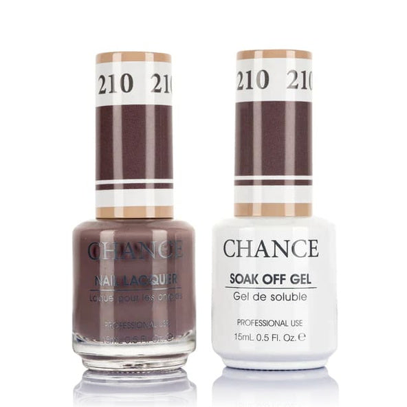 Chance Gel &amp; Lacquer Duo 210, brown crème, soak-off gel polish and matching nail lacquer, 0.5 oz each