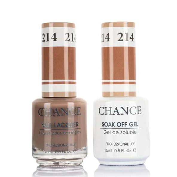 Chance Gel &amp; Lacquer Duo 214, brown crème, soak-off gel polish and matching nail lacquer, 0.5 oz each