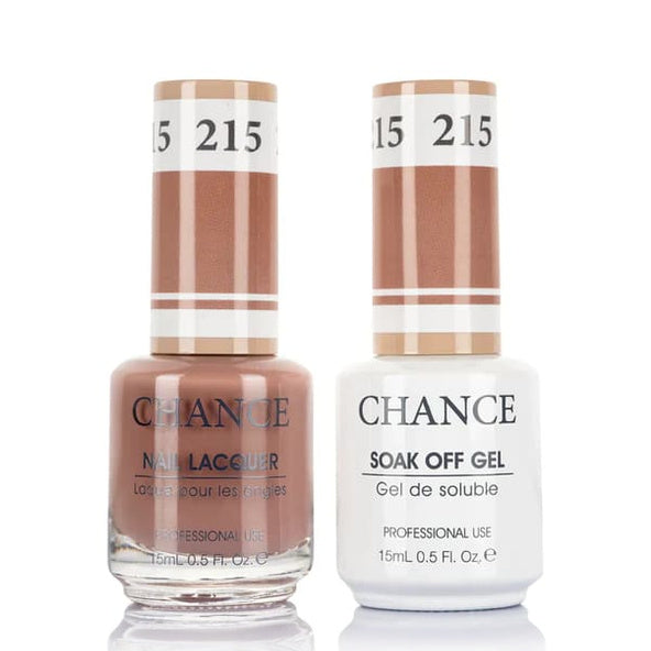 Chance Gel &amp; Lacquer Duo 215, brown crème, soak-off gel polish and matching nail lacquer, 0.5 oz each