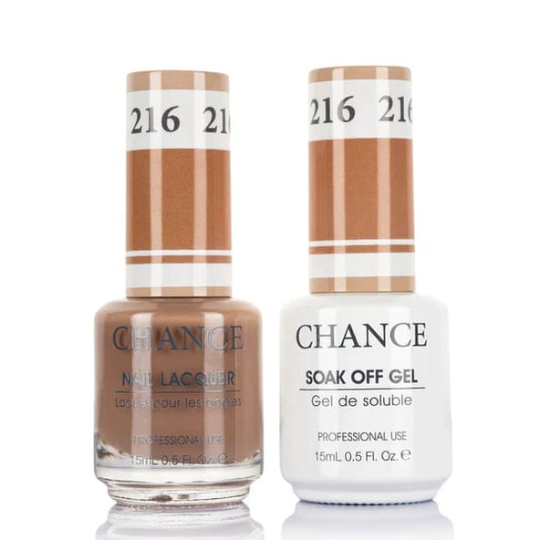 Chance Gel &amp; Lacquer Duo 216, brown crème, soak-off gel polish and matching nail lacquer, 0.5 oz each